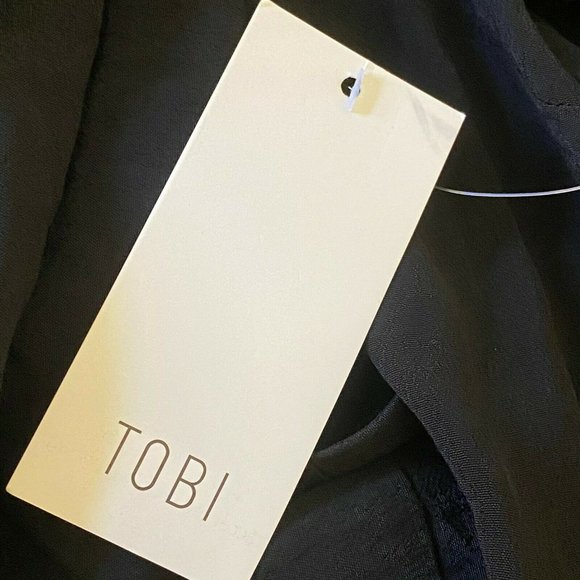 TOBI Women's Size M Open Front Laced Up Cardigan Sweater Long Sleeve Black - Picture 4 of 5